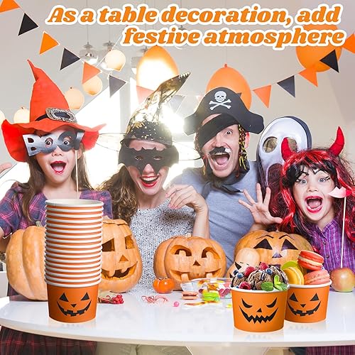 Miniatura 5 de Nuanchu Paquete de 100 vasos de papel tipo bandana roja para helado de 9 onzas, cuencos de postre desechables de vaquero occidental para fiesta