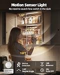 12inch Under Cabinet Lighting, 3-Pack Rechargeable Motion Sensor Lights Indoor, Dimmable Magnetic Closet Lights with 3 Color Temps, Wireless Under Counter Lights for Kitchen, Pantry, Stairs