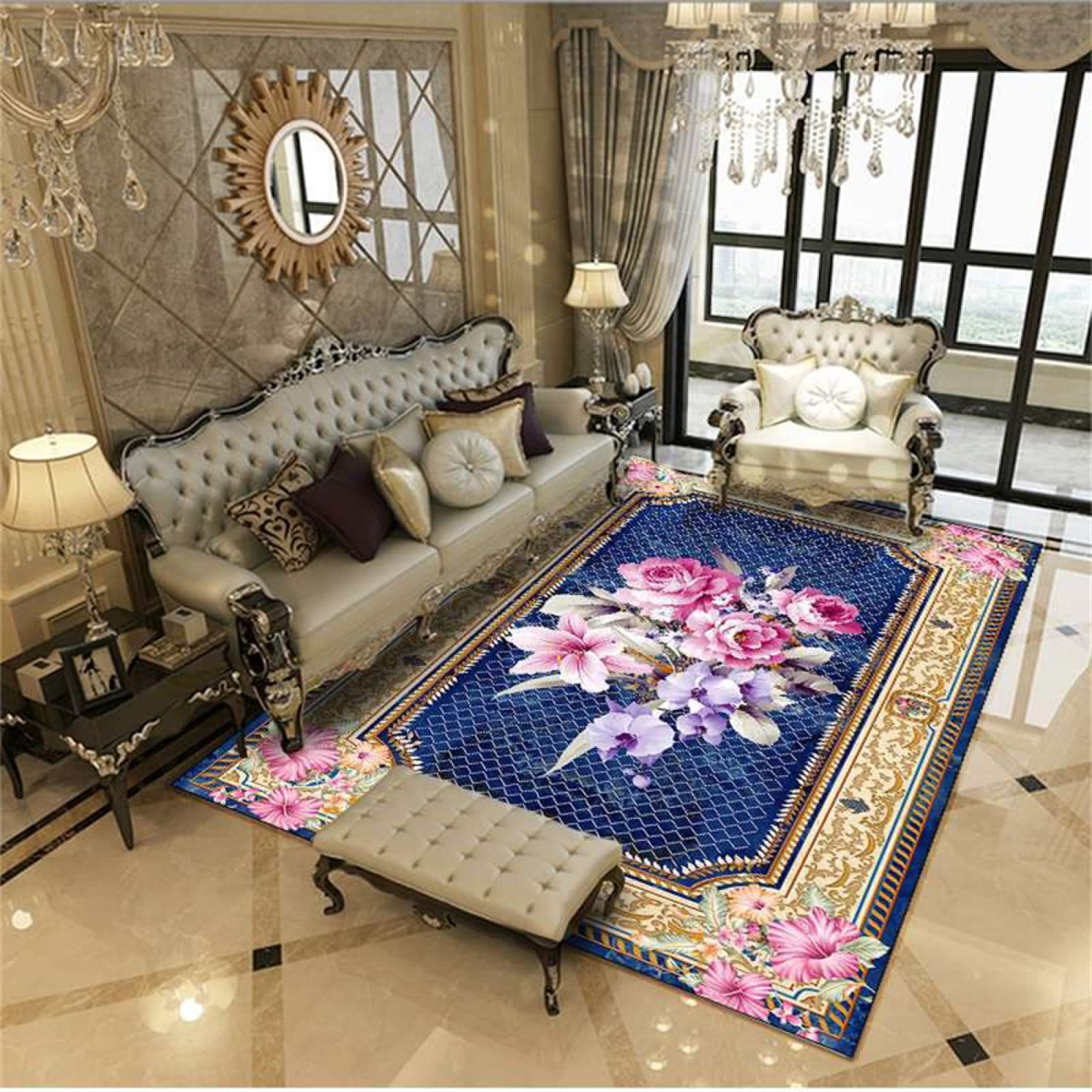 Tapis chambre gamer rose floral pour créer un coin d'étude zen