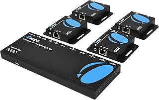 OREI 1x4 HDMI Extender Splitter Multiple Over Single Cable CAT6/7 1080P with IR Remote EDID Management - Up to 165 Ft - Loop Out - Low Latency - Full Support