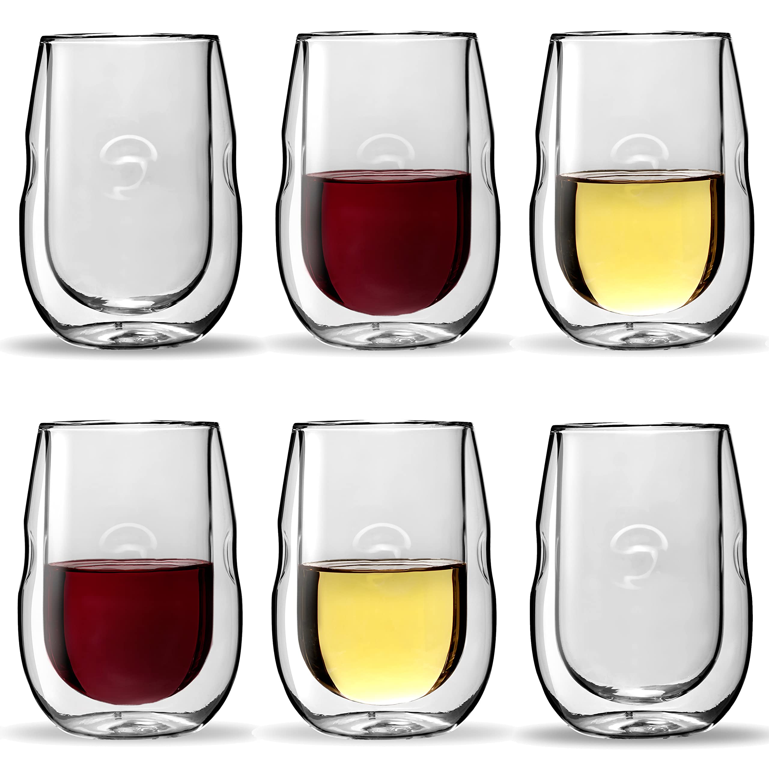 Ozeri Moderna Artisan Series Double Wall Insulated 10 oz Wine Glasses, Set of 6