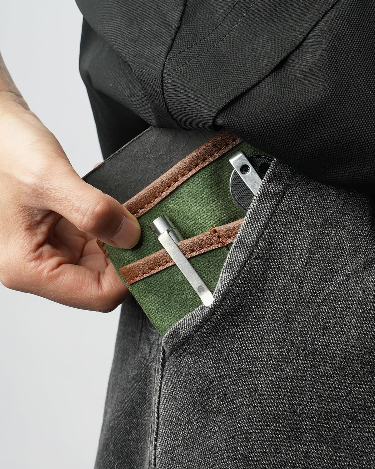 SAYRAM SP10 Waxed Canvas EDC Pouch, EDC Organizer Pouch for Men, Small Pocket Organizer Pouch for Coins, Phone, Multitool, Flashlight, EDC Gears - Image 7