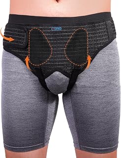 ENLUNTRA Ceinture Herniaire Inguinale pour Homme et Femme,Soutien Doux Réglable,soulagement de la douleur,Ceinture orthopédique avec coussinet de compression(L, Black)