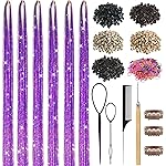 Hair Tinsel, Hair Tinsel Kit for Girls 1800 Strands Fairy Tinsel Hair Extensions Holographic Hair Tinsel Heat Resistant Colored Hair Glitter Christmas Party Festival (Purple)