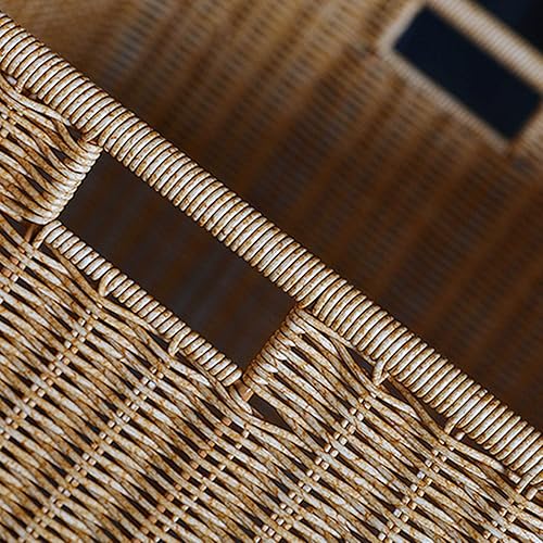 Miniatura 6 de ZJUN - Cesta cuadrada para ropa sucia con 4 patas, cesta de lavandería tejida a mano con tapa, esqueleto de metal, cesta de almacenamiento de ratán