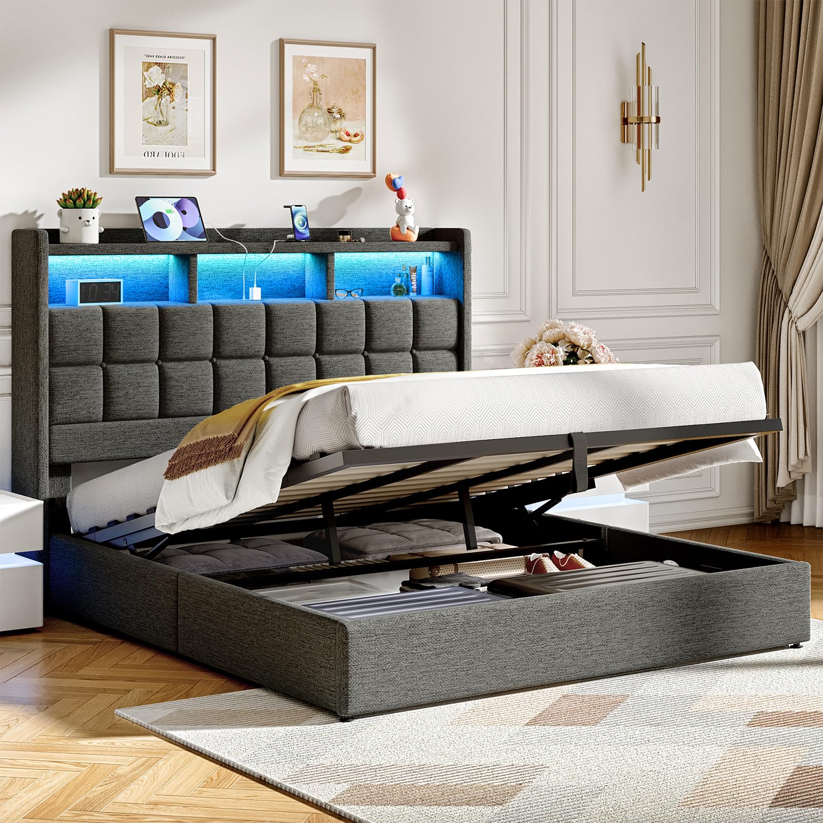 Driftalia Lift Up King Size Bed Frame with Storage