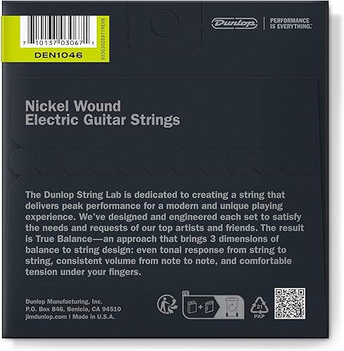 Miniatura 2 de JIM DUNLOP DEN1046 - Cuerdas para guitarra eléctrica, de níquel, medianas, .010.046, 6 cuerdasjuego