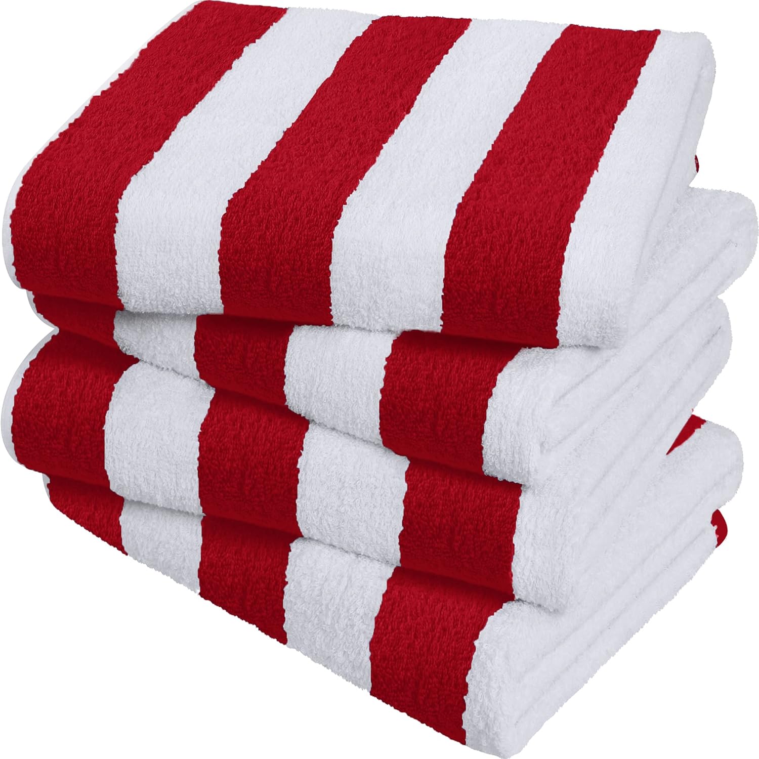 Utopia Towels Cabana Stripe Beach Towels, Red, (30 x 60