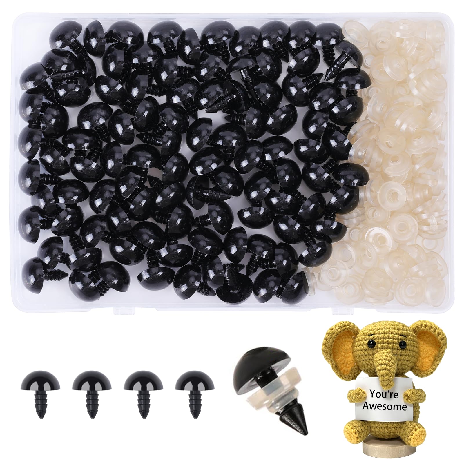 Photo 1 of XKDOUS 18mm Safety Eyes, 200pcs for Crocheting, Crochet Eyes for Amigurumi, Stuffed Animal Doll Eyes for DIY Crafts