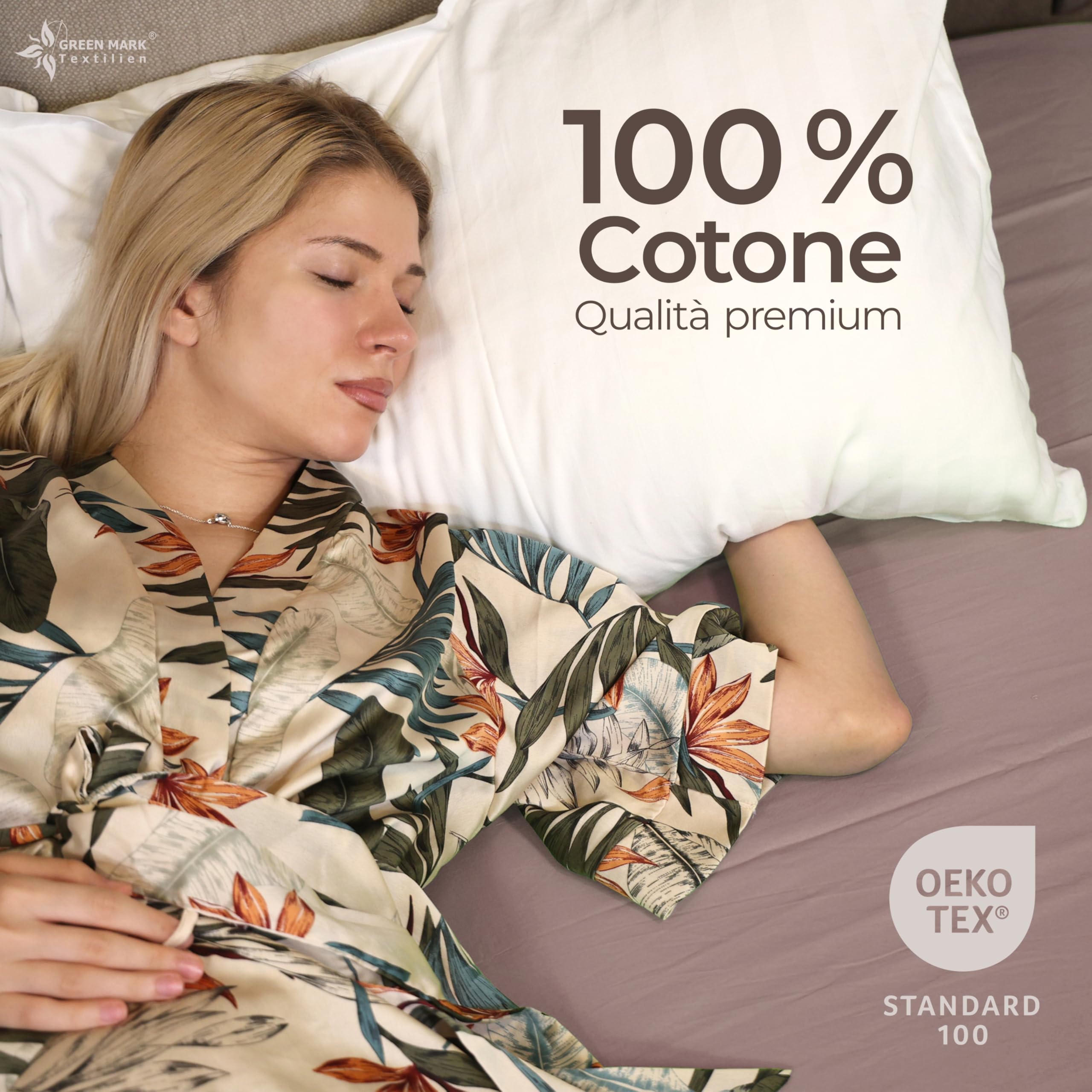 GREEN MARK Lenzuola piatte classiche – Set di 2 lenzuola piatte in 100% cotone, delicate sulla pelle, facili da curare e lavabili in lavatrice ad alte temperature - Sabbia/Beige - 140x200 cm