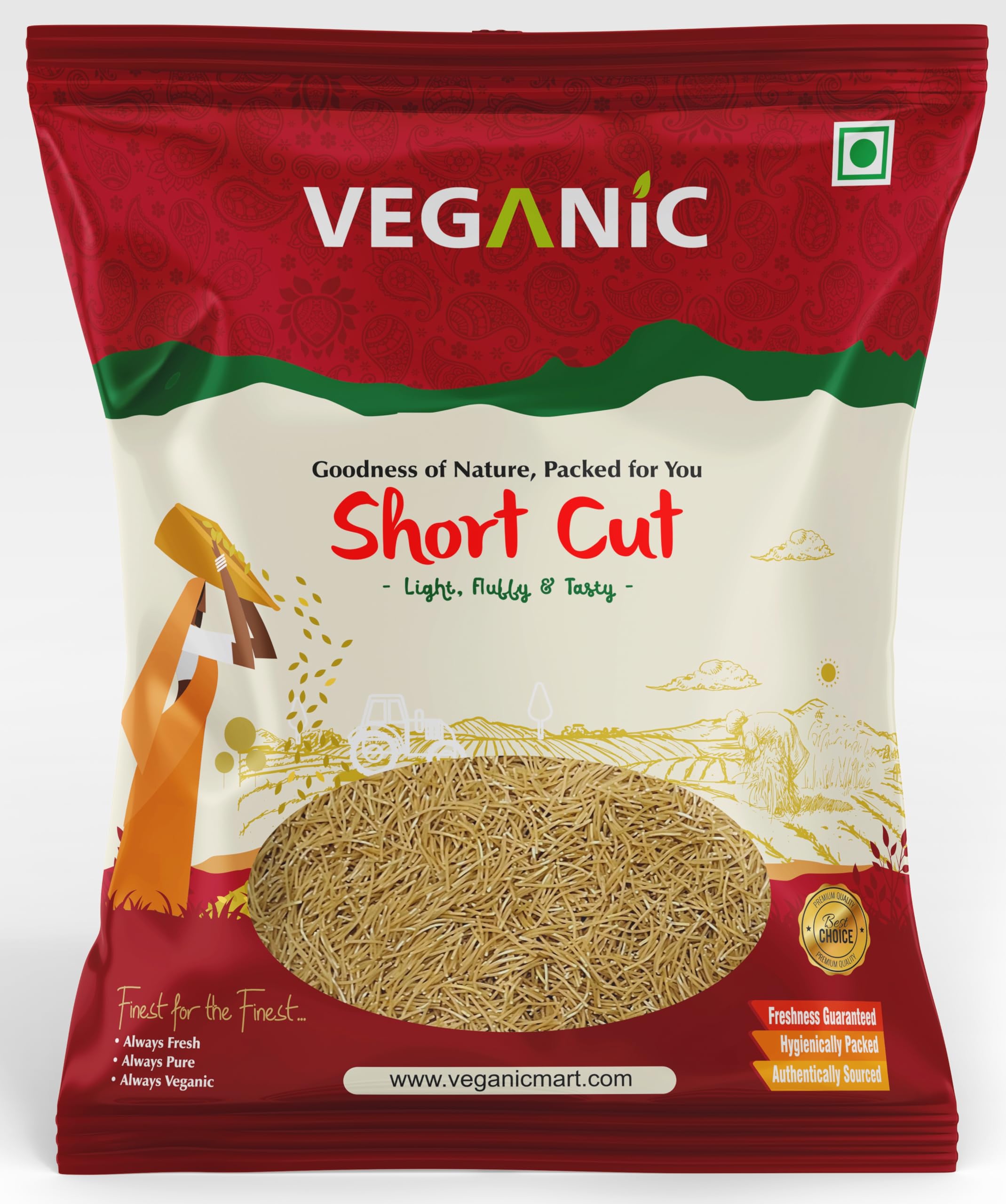 Veganic Roasted Vermicelli Short Cut | Wheat Seviyan/Sewai/Semiya For Kheer or Upma - 400gm