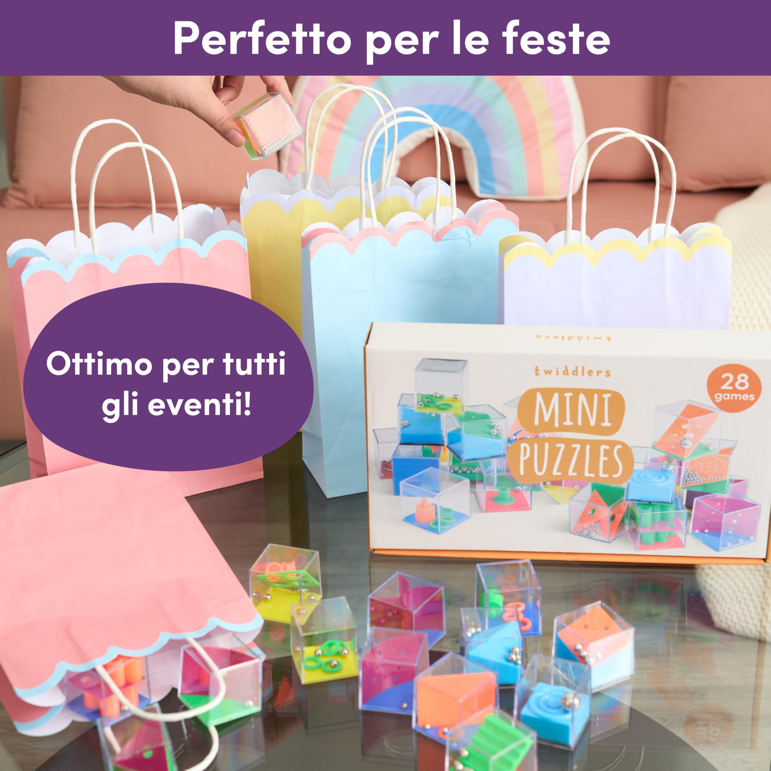 THE TWIDDLERS 28 Rompicapo Bambini Gadget Compleanno, Livelli di Difficoltà Assortito - 3D Cubi Puzzle Mini Giochi Regalini Fine Festa Compleanno Giochini Bambino Bambina, Comunione Gadget Bomboniere