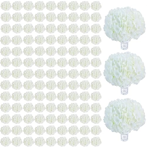 AVIVIHO 105pcs Fake Flowers White Hydrangea Artificial Flowers Bulk (Not
