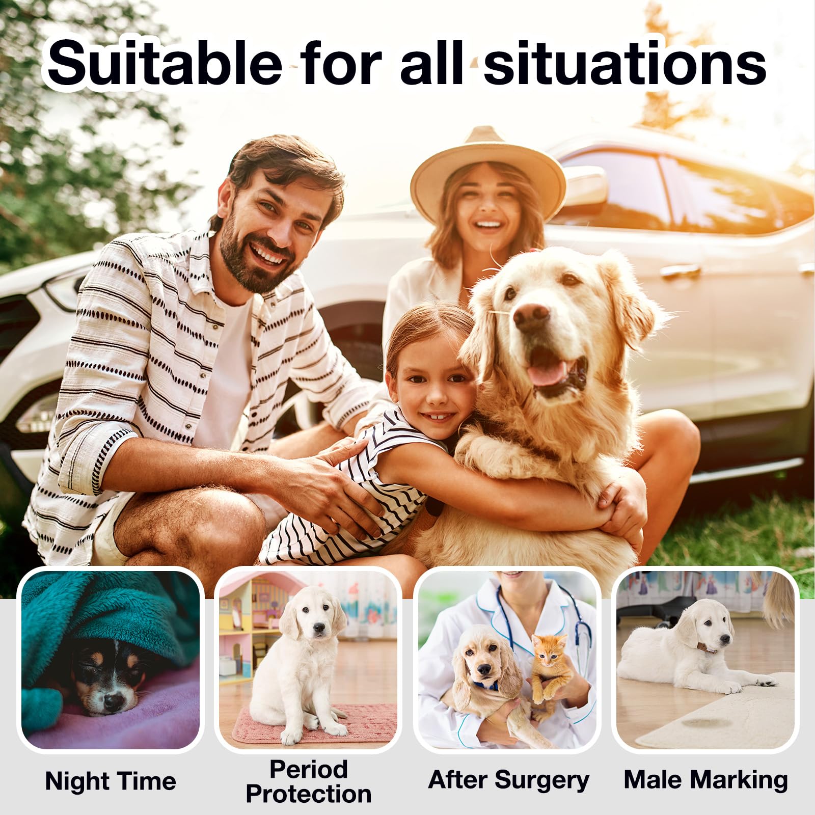Forros de pañales para perros machos y hembras (160 quilates), súper absorbentes, desechables, para aumentar el período, se adaptan a la mayoría de bandas y envolturas reutilizables y