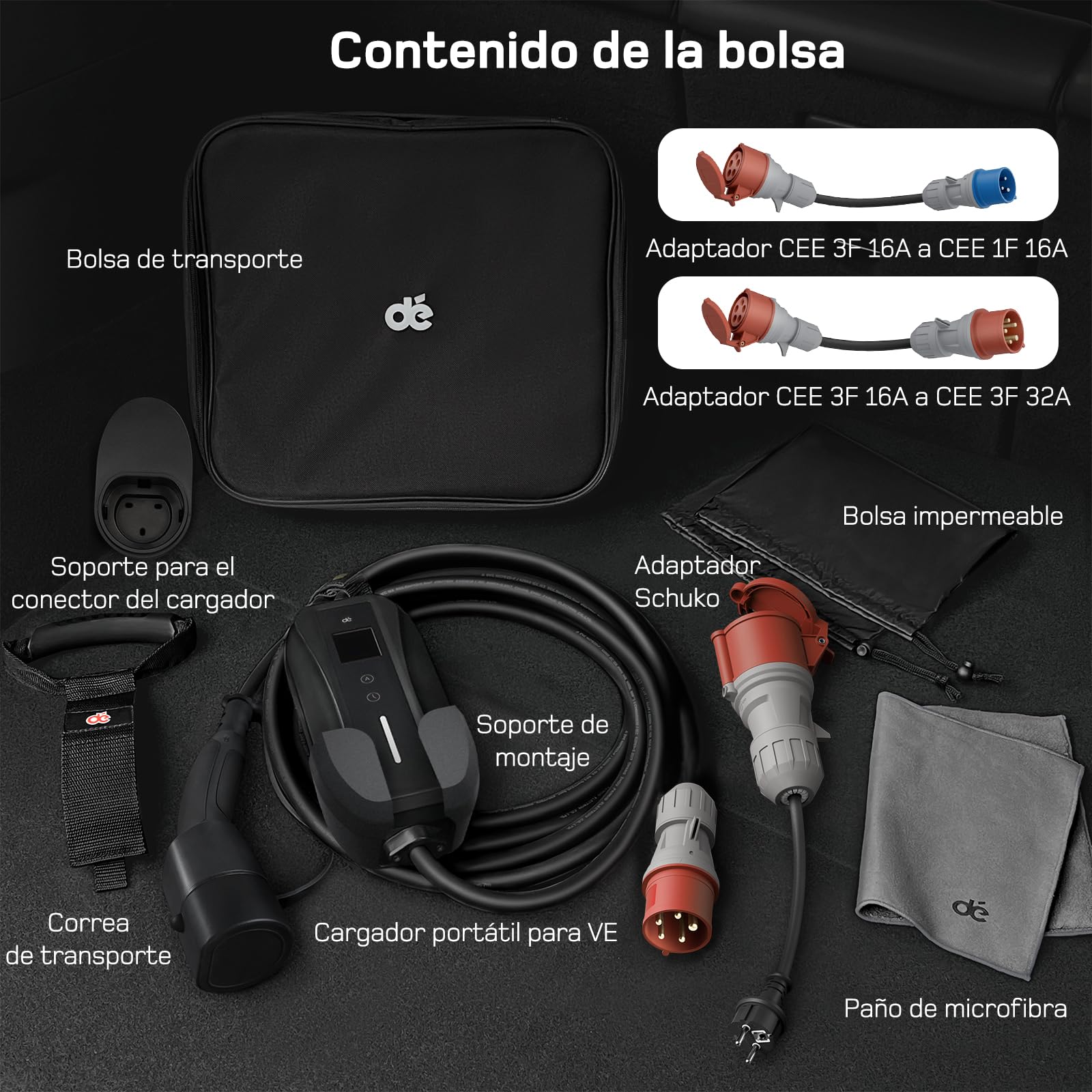 dé Cargador EV 11kW (11kW CEE, 7m Set de Viaje)