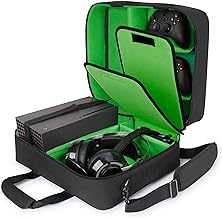 USA Gear Xbox Series X Carrying Case - Xbox Series X Travel Case Compatible with Xbox Series X Console & Xbox Series S - Customizable Interior for Xbox Controllers & More Gaming Accessories (Green)