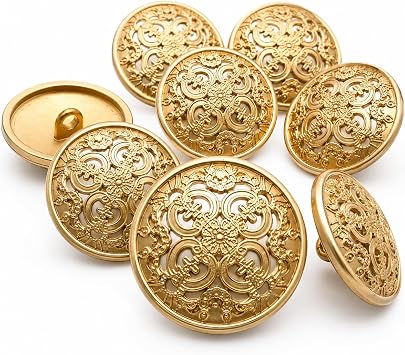 Milisten 30pcs Metal Round Flat Buttons - Coats, Jacket, Shirt, Suit, Trousers Buttons for DIY Craft Sewing - Light Golden, 25mm