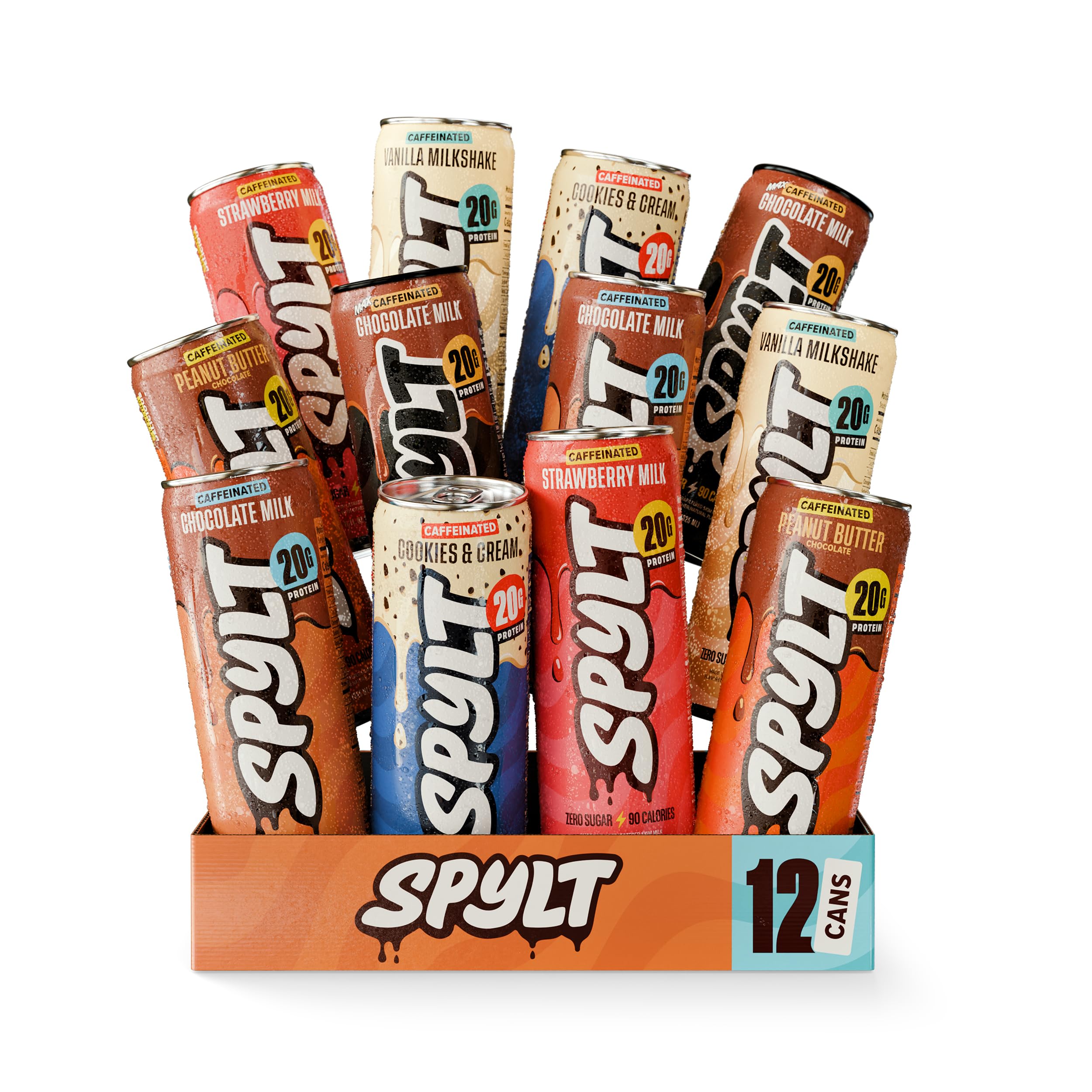 Spylt High Protein Milk Drink Variety Pack, 20g Protein, 60mg Caffeine 6 Flavor Variety Pack
