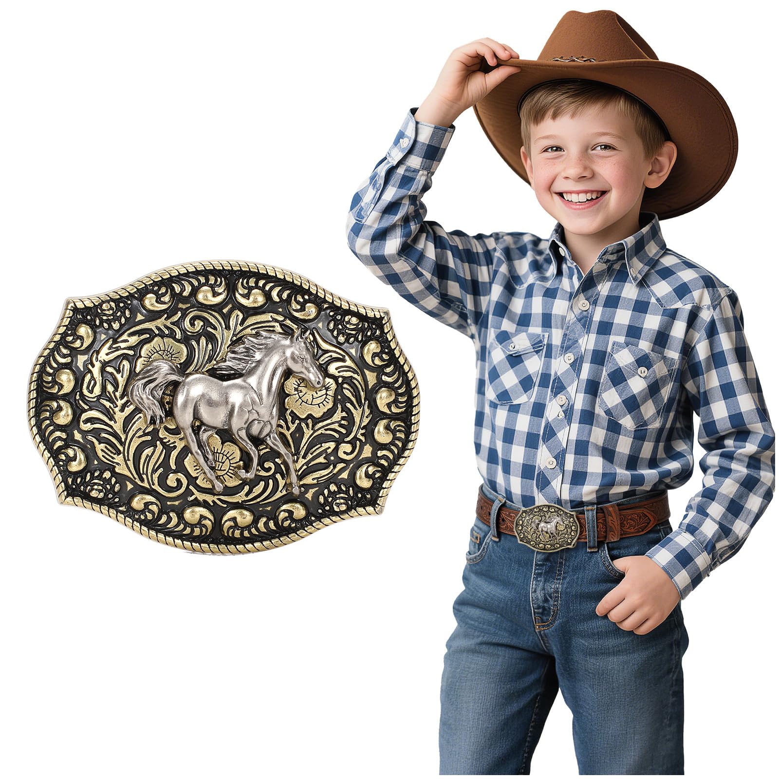 BELTROAD Kids Western Belt Buckles for Boys Girls Texas Rodeo Cowboy Buckle