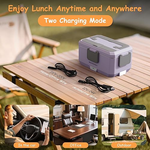 Miniatura 5 de Fiambrera eléctrica para adultos, 2.5 L, gran capacidad, 100 W, modo doble, calentamiento rápidocalentado, lonchera para hombres y mujeres,