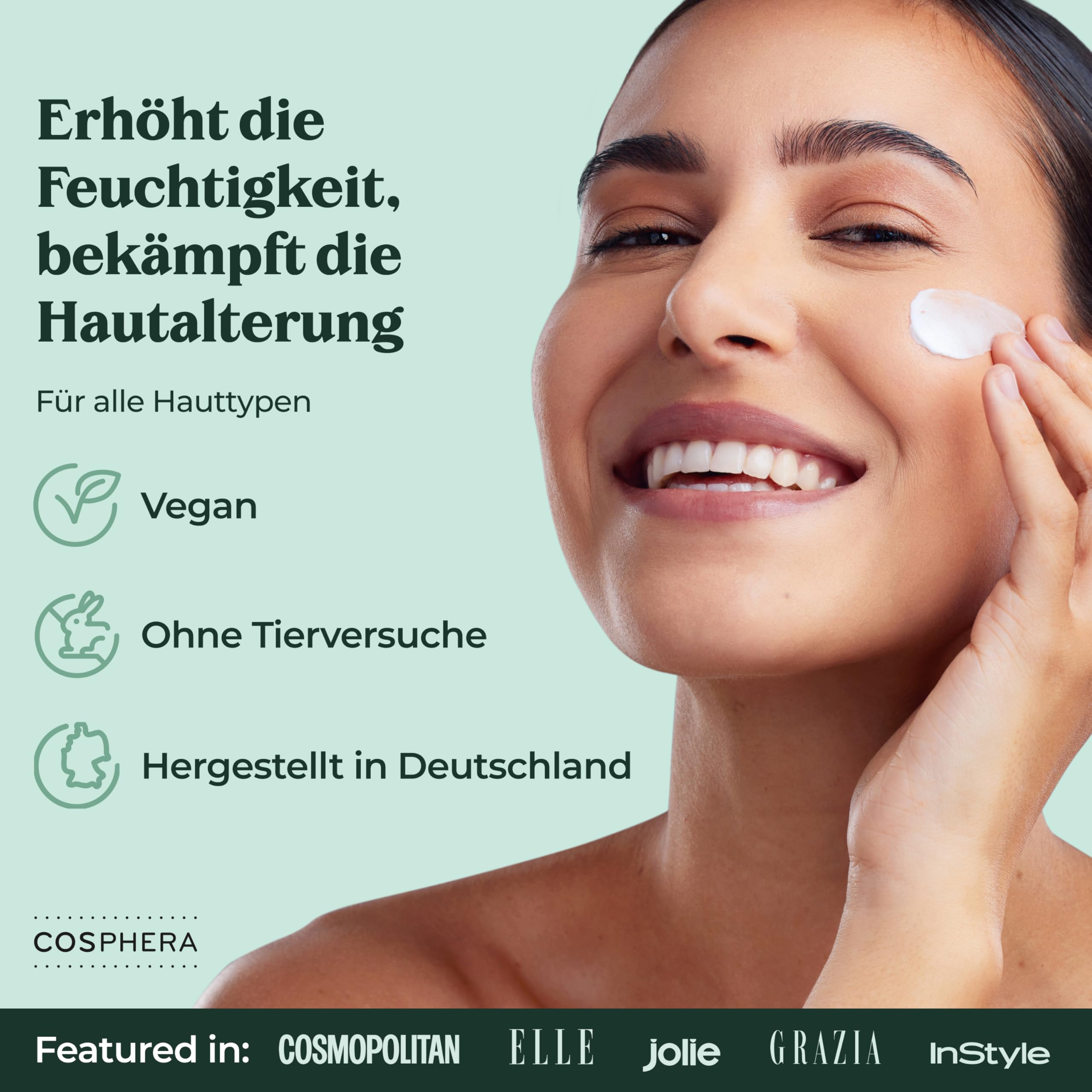 Cosphera - Hyaluron Performance Creme 50 ml - vegane Tages- und Nachtcreme hochdosiert für Gesicht, Hals, Dekolleté, Augen - Anti-Falten Feuchtigkeitsbehandlung für Frauen und Männer (Packung mit 2)