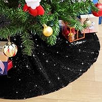 Vista 19 de Falda de árbol plateada de 24 pulgadas, minifaldas redondas para árbol de Navidad con lentejuelas, decoraciones festivas de Navidad, faldas pequeñas