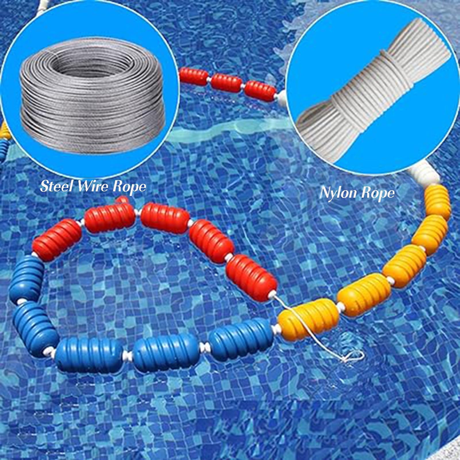 Recinzione di sicurezza per piscina, corda di demarcazione resistente, 18 m in nylon, ad alta galleggiabilità per la separazione dell'acqua, ideale per piscina e gestione della sicurezza