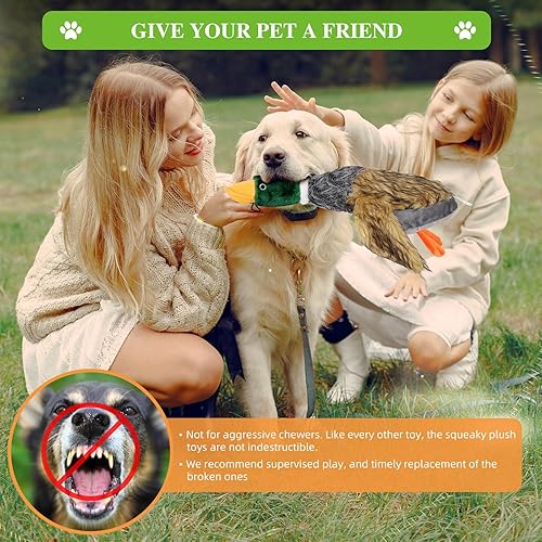 Miniatura 2 de Pet Mallard Duck - Juguete chirriante para perro, juguete de peluche masticable para perros pequeños y medianos, pato salvaje de 9 pulgadas, 3 piezas