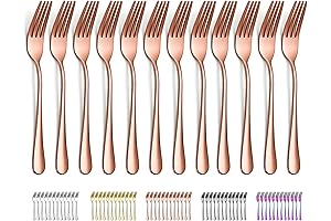 Evanda Rose Gold Copper Forks: Premium 8.07in Stainless Steel Utensils