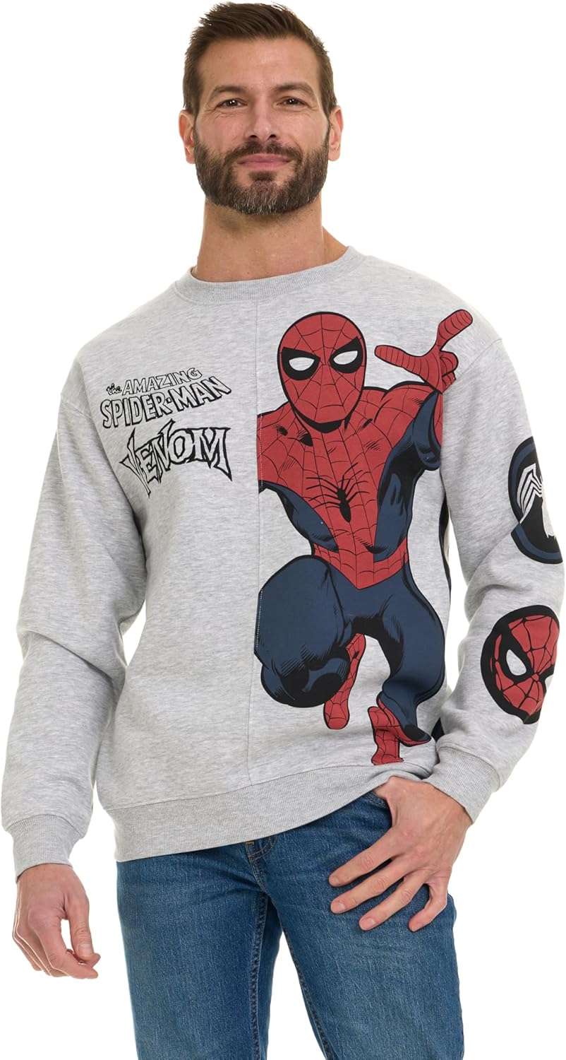 Marvel Spider-Man Venom Split Fleece Crewneck Men's Sweatshirt with Embroidery