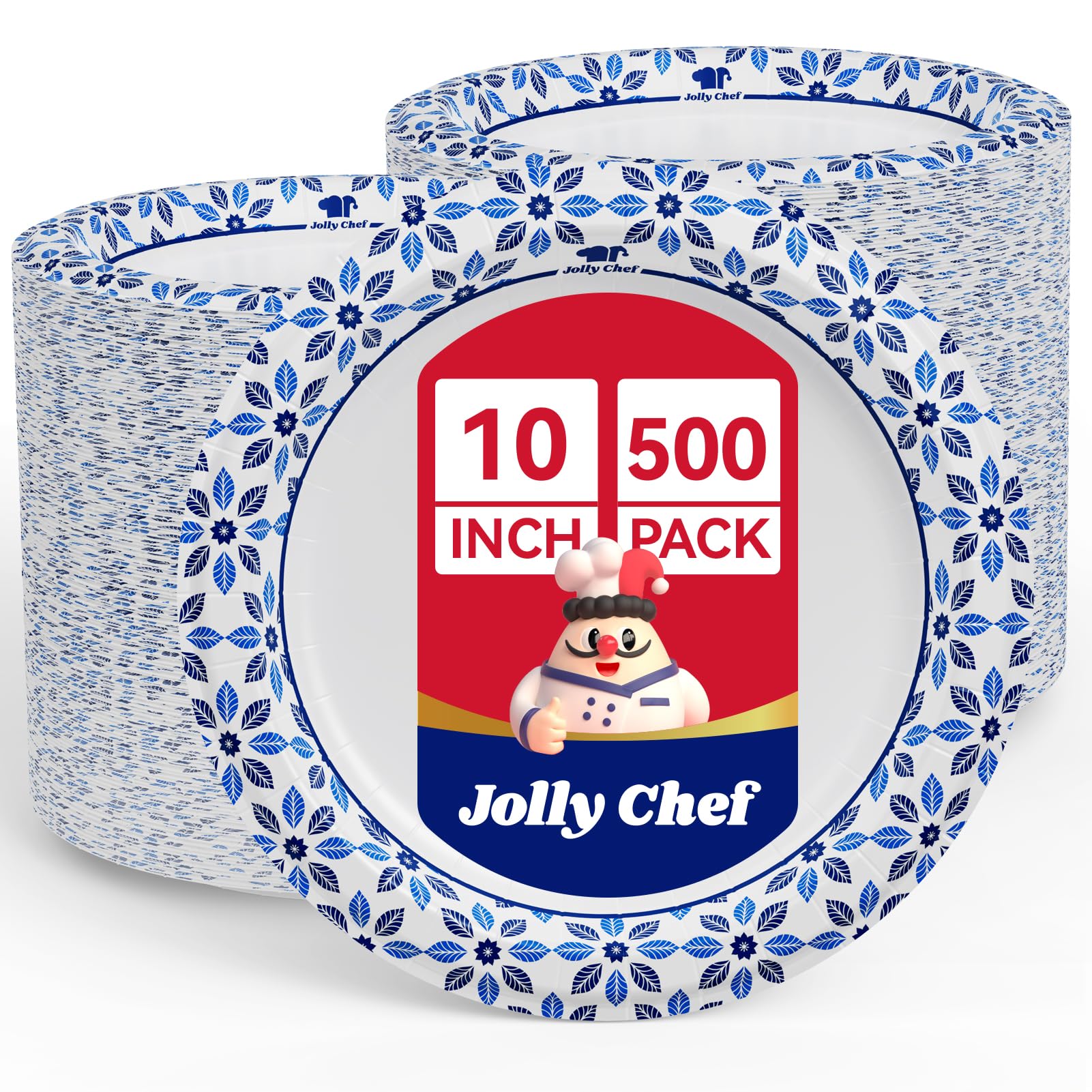 JOLLY CHEF Disposable Paper Plates - 140 Pack -10 JOLLY CHEF Disposable Paper Plates - 140 Pack -10