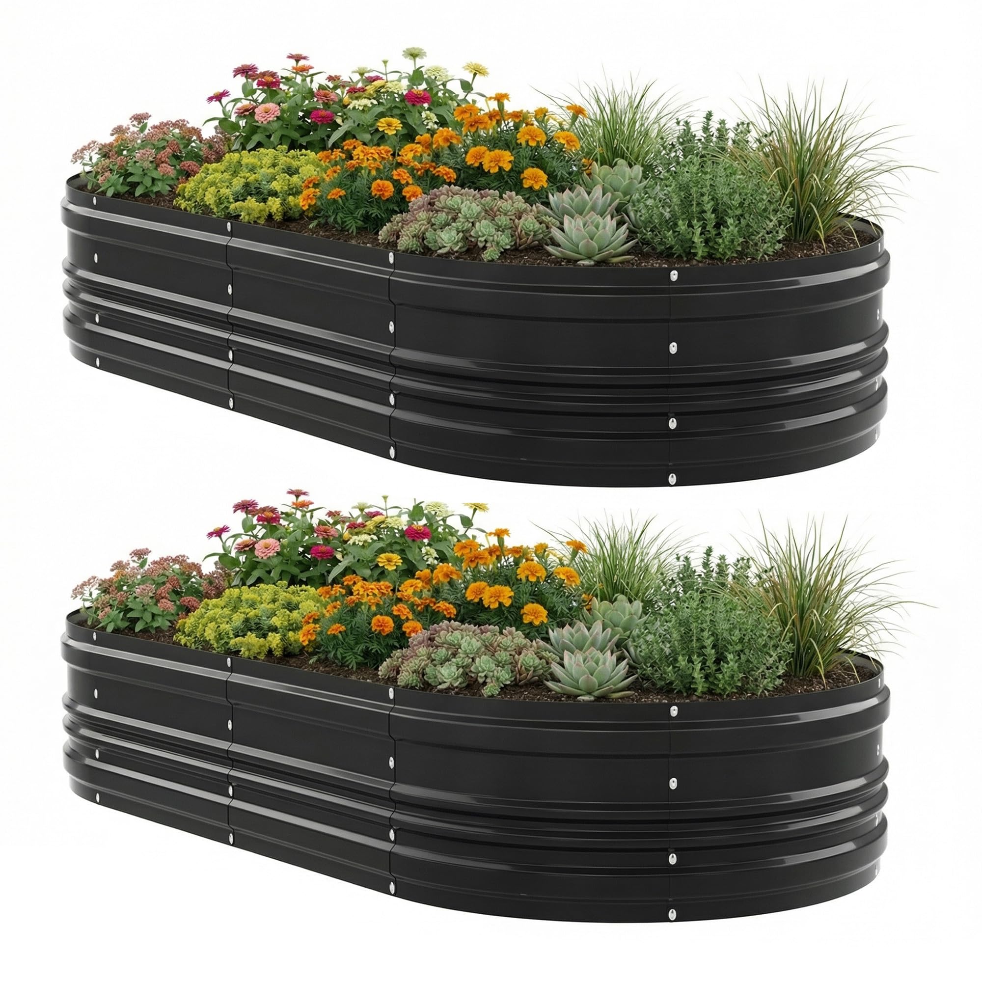 WORKPRO 2PK 8x4x1ft Outdoor Galvanized Raised Garden Bed Set