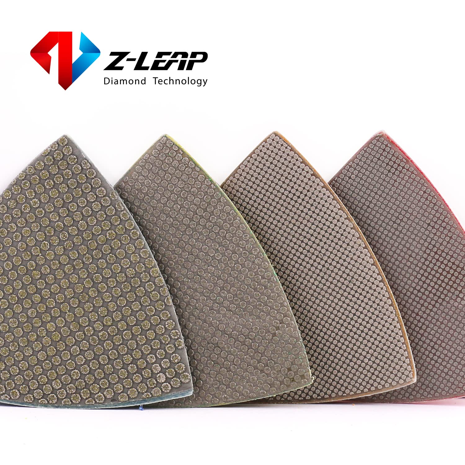 Lot de 4 disques abrasifs triangulaires diamantés pour meulage de pierre, verre, céramique, 80 mm, grain mélangé