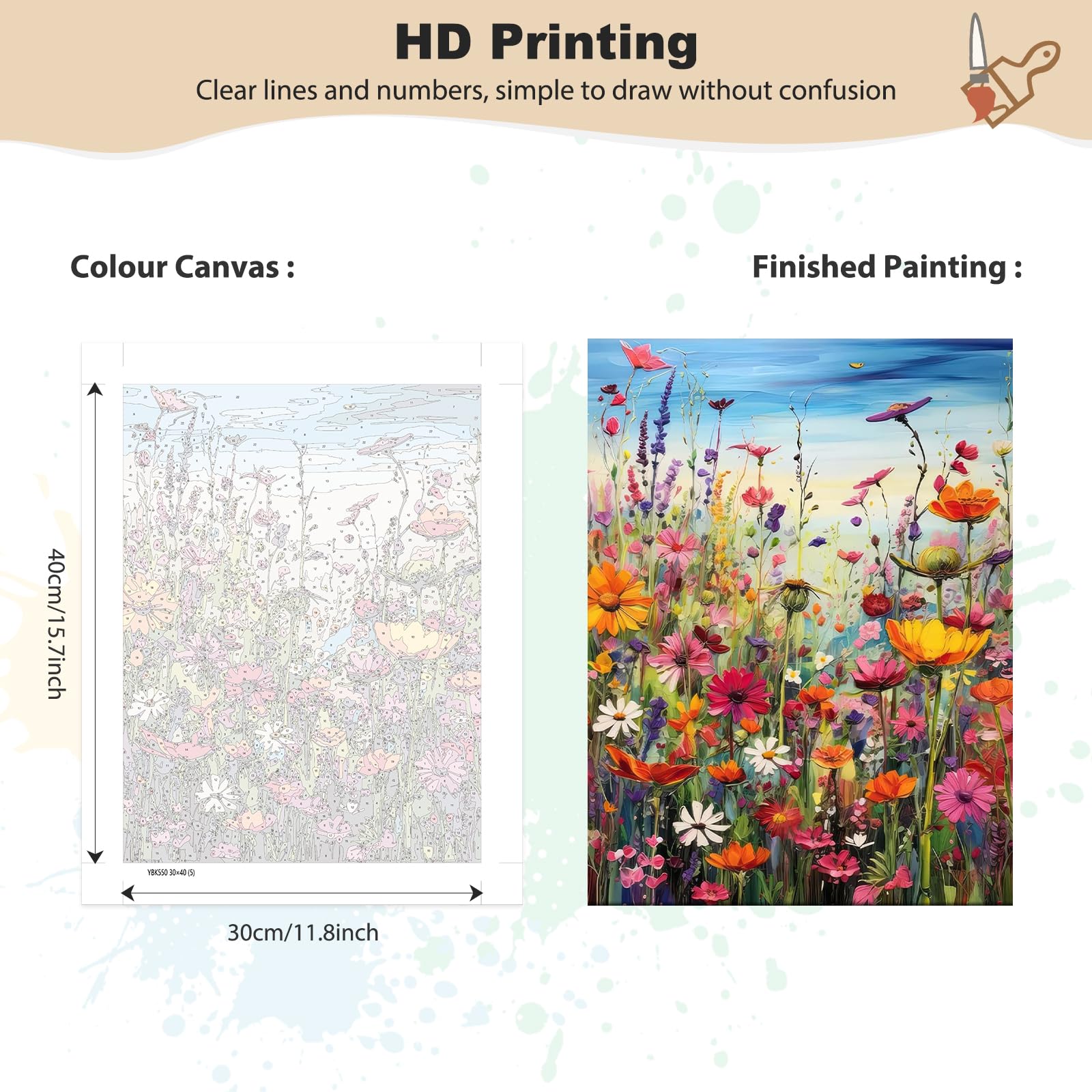MEIYUDA Peinture Par Numéros Paysage – Kit DIY 30x40cm, Acrylique, 3 Pinceaux, Sans Cadre
