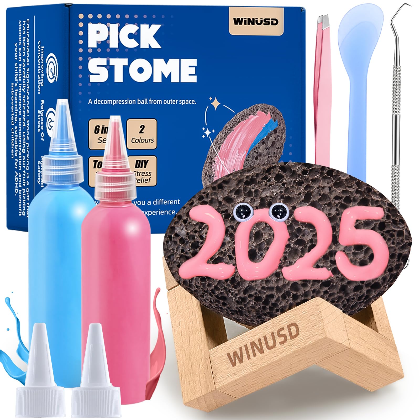 Pick and Peel Stone Kit, Skin Picking Fidget Toys, Picky Pad Stone, 2Pcs Pick Stone Kit for Anxiety Relief, Adult Fidget Toys, Picking Rock, Great Gift for Adults, Mother's Day White Elephant Gift