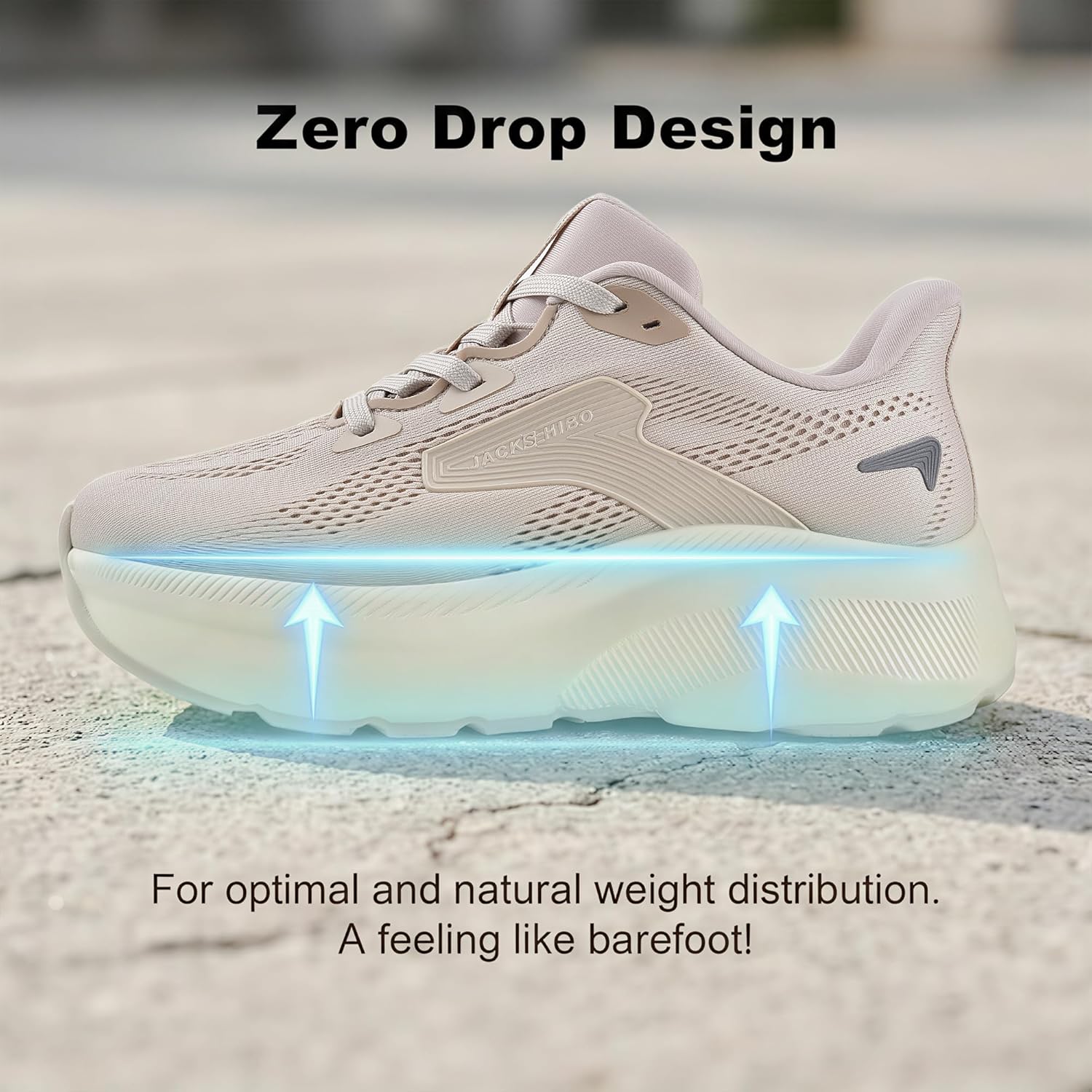 JACKSHIBO Women's Wide Toe Road Running Shoes Slip in Hands Free Arch Support Memory Foam Zero Drop Sole Athletic Support Lightweight Breathable Walking Tennis Shoes Platform Chunky Sneaker - Image 6