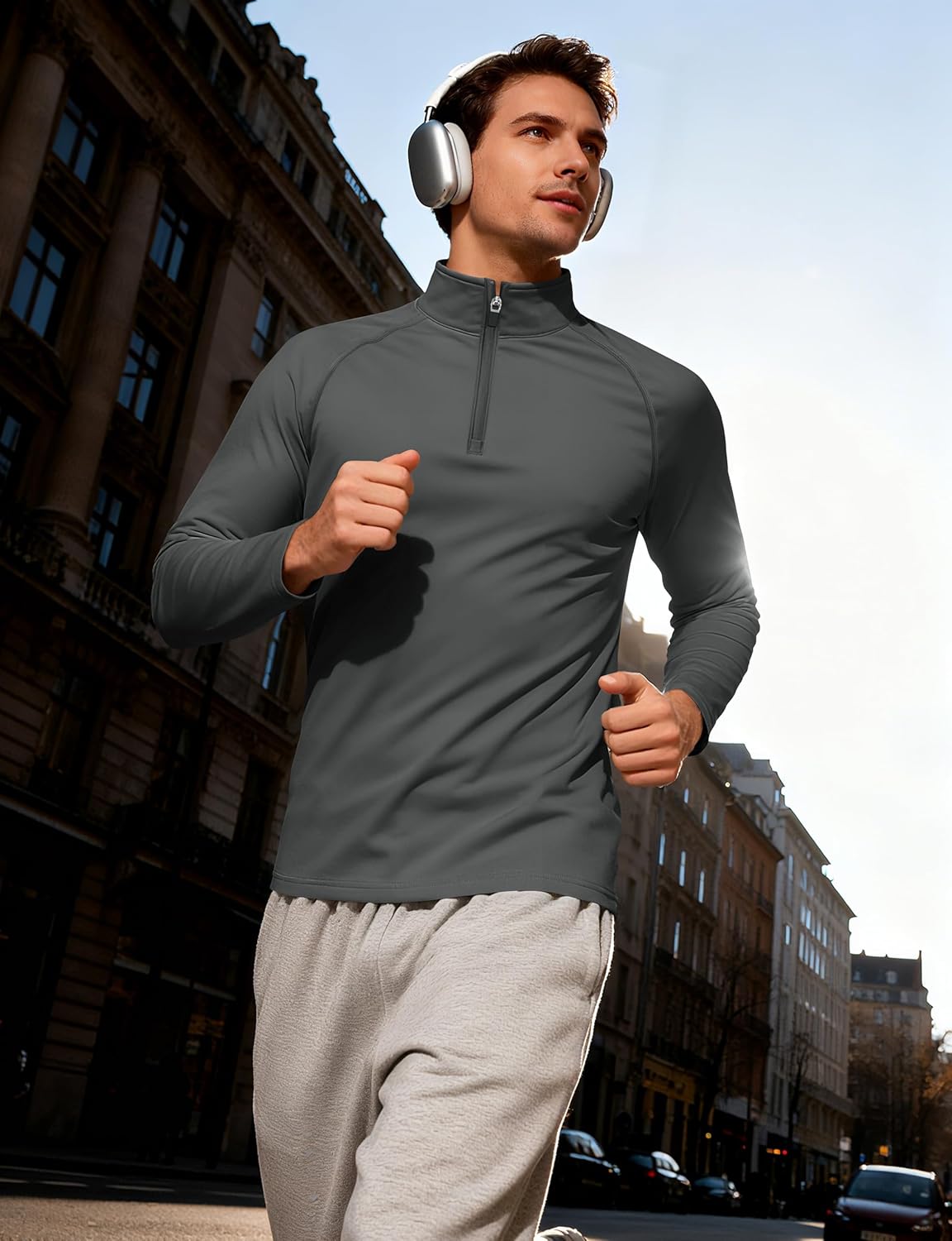 Cavva Mens Quarter Zip Pullover Thermal Fleece Lined Sweatshirts Long Sleeve 1/4 Zipper Athletic Winter Shirt - Image 3