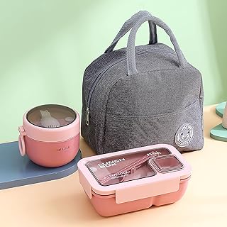 Esilihom Lunch Box Adults, Leakproof Bento Box Set with Lunch Bag, Utens...