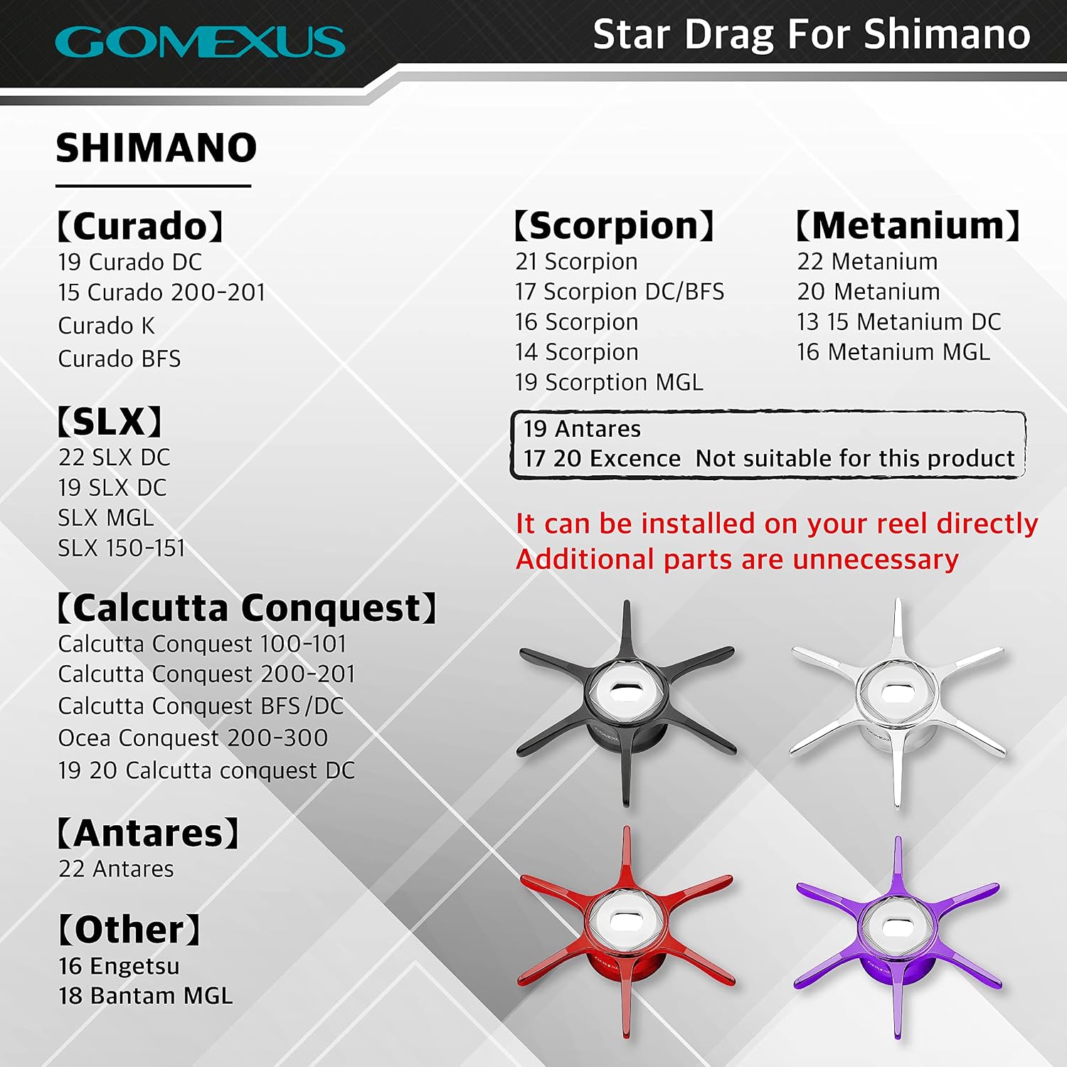 GOMEXUS Star Drag for Shimano SLX Curado Caltutta Conquest Antares Baitcasting Reels Star Drag(Not for Saltwater Fishing)