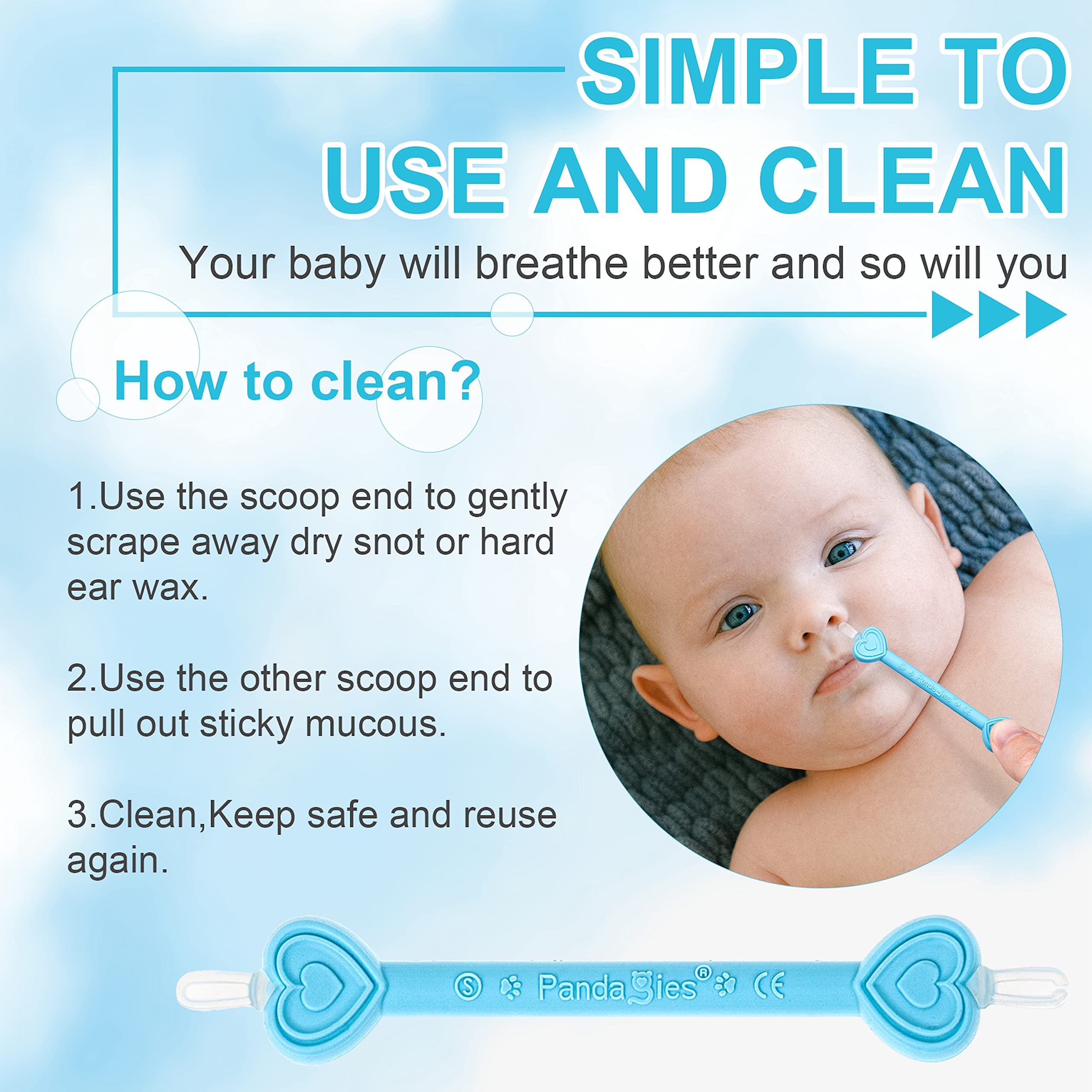 Nettoyeur Nasale Cure Nez et Oreilles Bébé – Compatible Mouche bébé Aspirateur Nasal Nourrisson – Mouche Nez – Sérum Physiologique – Pince de Nettoyage du Nez – Déboucheurs Oreilles – Seringue Nasale.