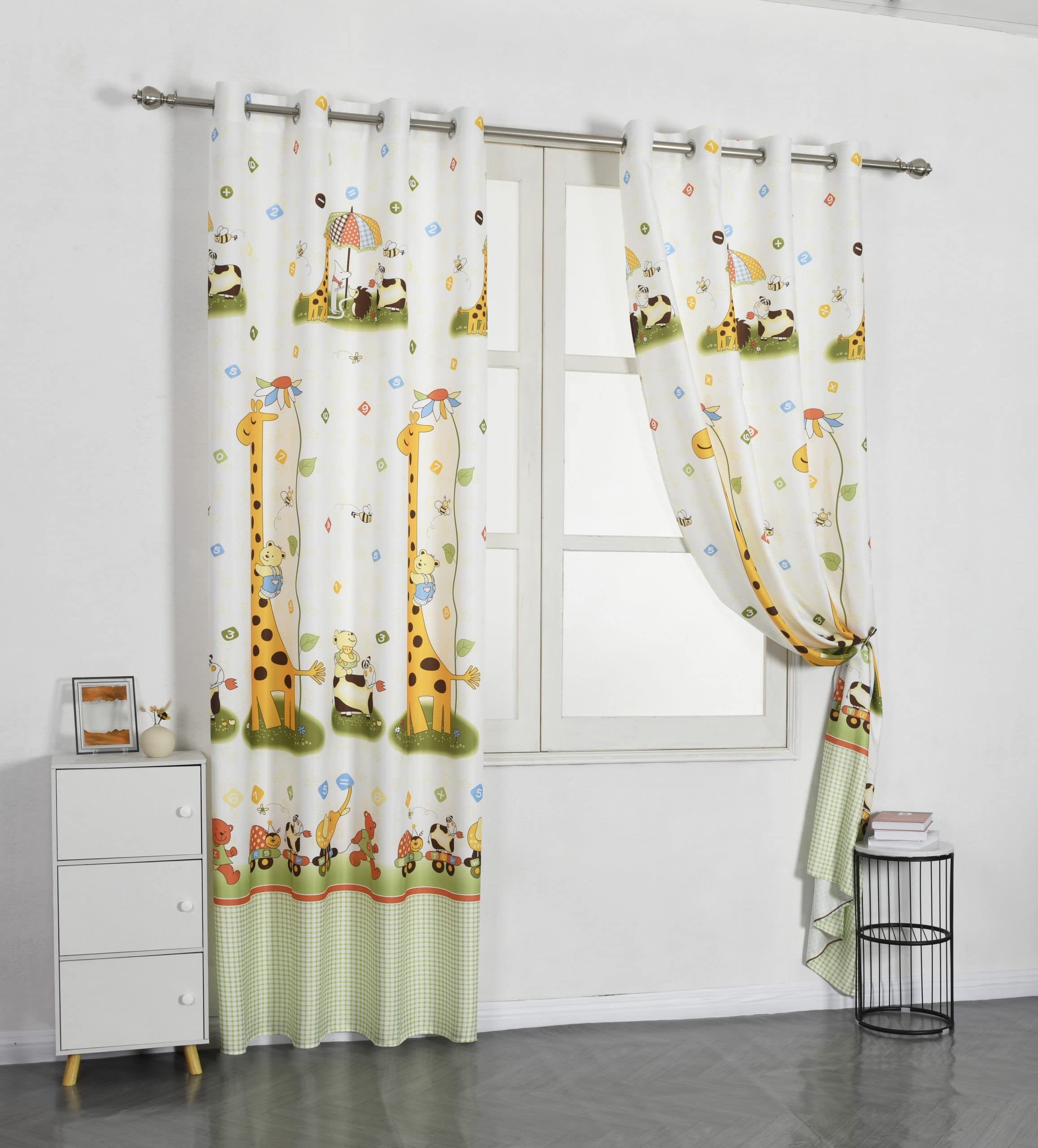 Dalina Textil - Cortinas Infantiles Niño Dos Paneles de 140x260cm- Cortinas Juveniles Animales para Habitación Sala de Estar 2 Piezas Patrón Infantiles Jirafa