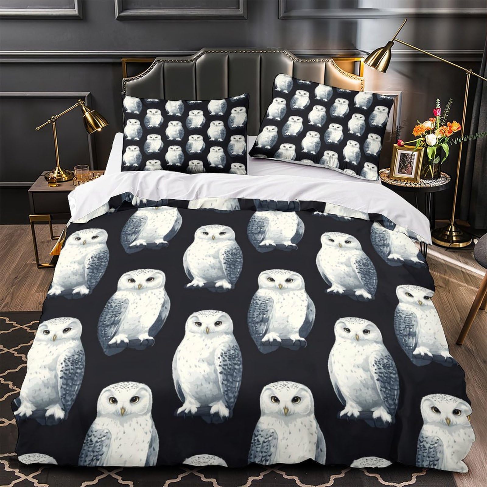 Housse de Couette Bonhomme de Neige 220x240cm en Microfibre avec Parure de Lit 3D