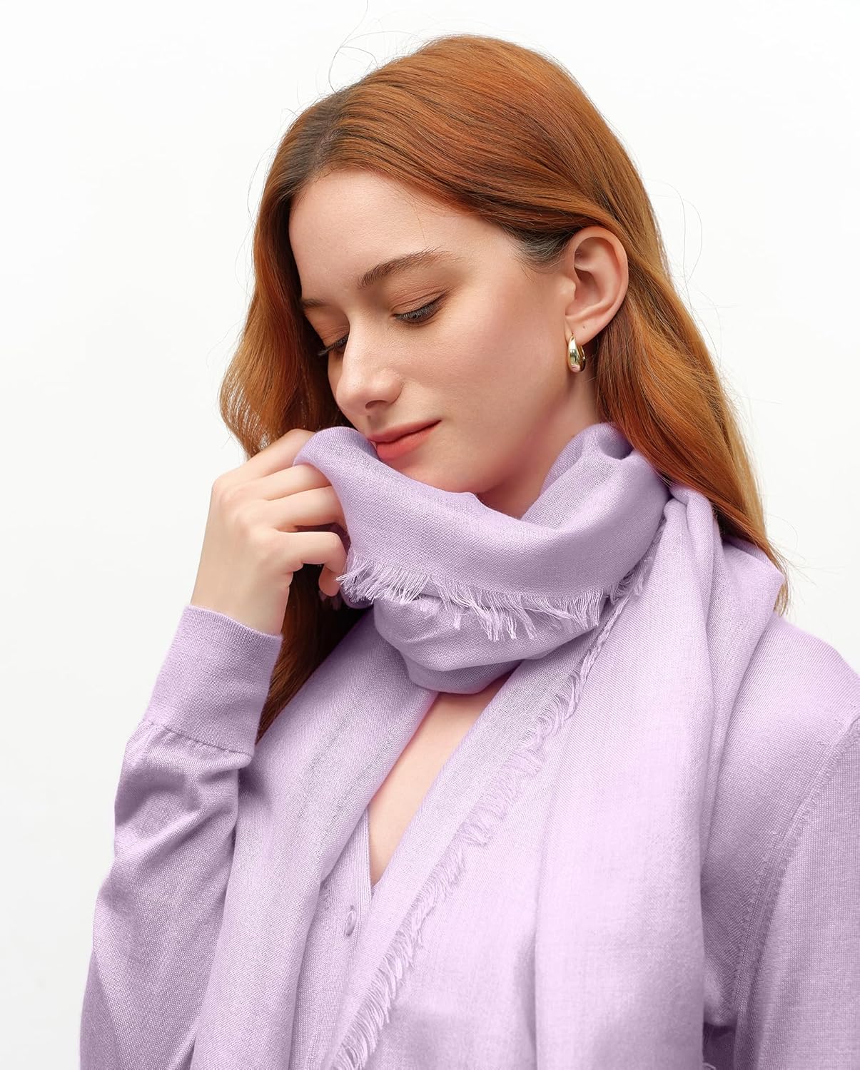 KVSS Women's Fine Knit Shawl, 55% Cashmere 45% Mulberry Silk, X Gauge 120/2NM Yarn Lightweight Spring Summer Wrap Scarf