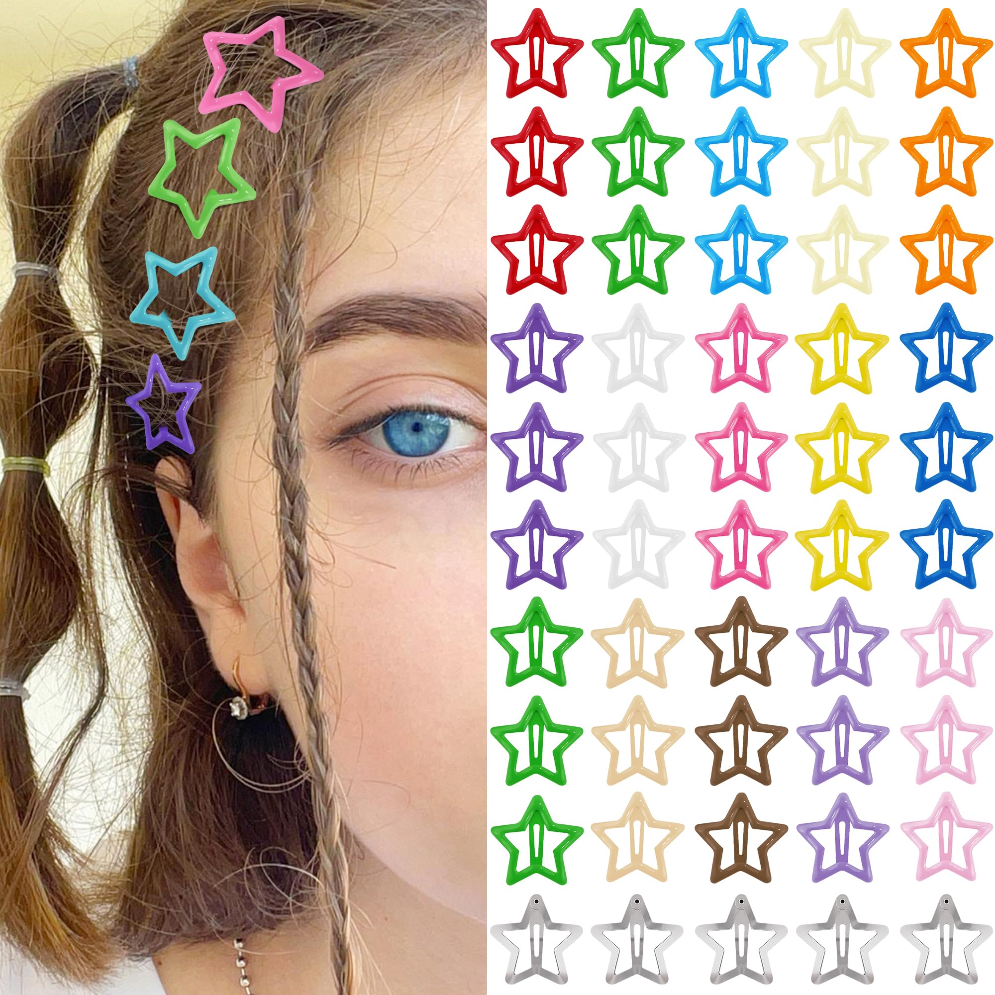 Y2K Star Hair Clips - 15 Pack, Non-Slip Barrettes -22
