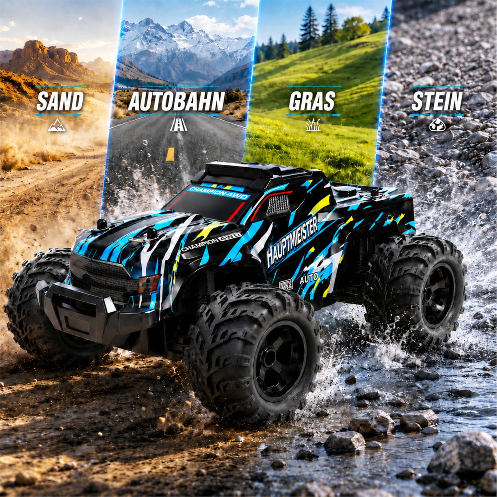 Ferngesteuertes Auto Ab 5-12 Jahre, 1:18 RC Auto Monstertruck 22KM/H, Spielzeug Und Geschenk Für Jungen