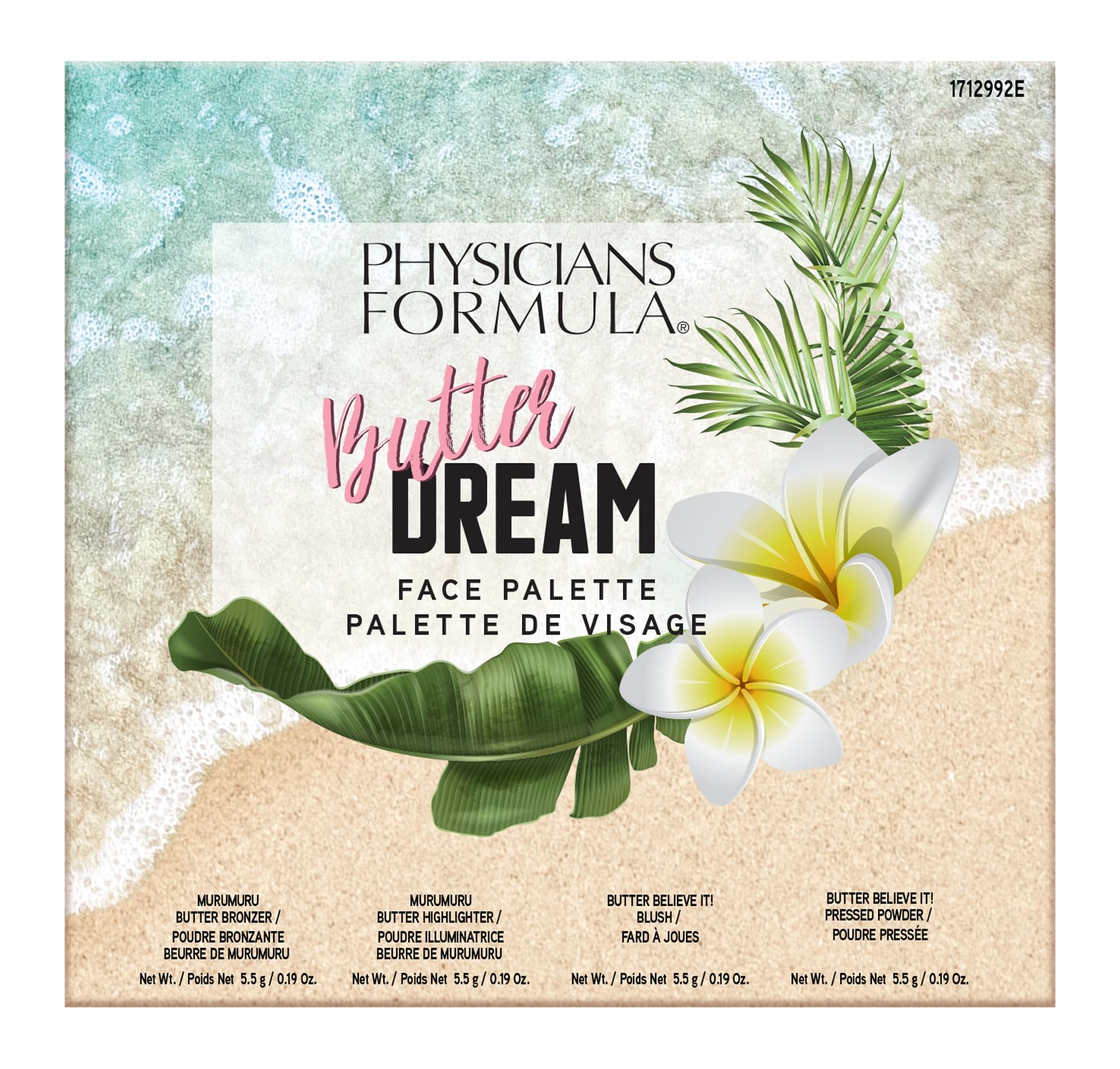Physicians Formula Butter Dream Quad Palette, Paleta do Twarzy z Pudrem Brązującym, Różem, Rozświetlaczem i Półprzezroczystym Pudrem z Masłem Amazońskim, Łatwa w Rozcieraniu Kremowa Konsystencja