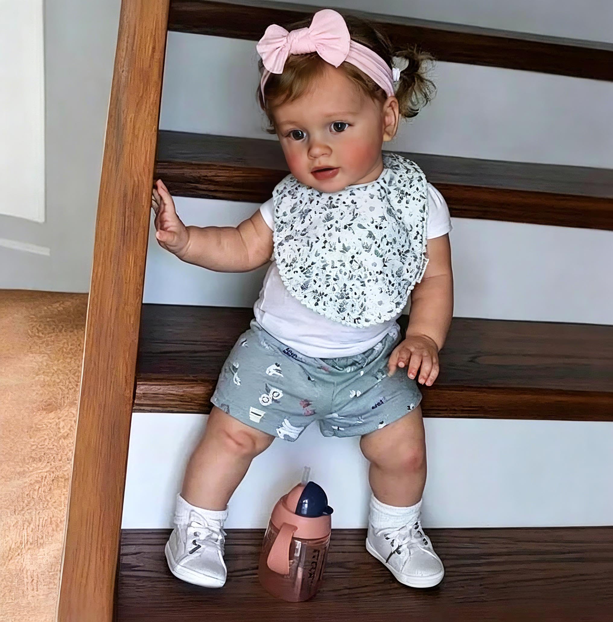 RXDOLL Bambole realistiche di grandi dimensioni Pippa 26 pollici realistiche Reborn Toddler Girl Bambole Soft Vinyl Cloth Body Real Looking Toddler Doll Giocattoli per ragazze Regali di Natale