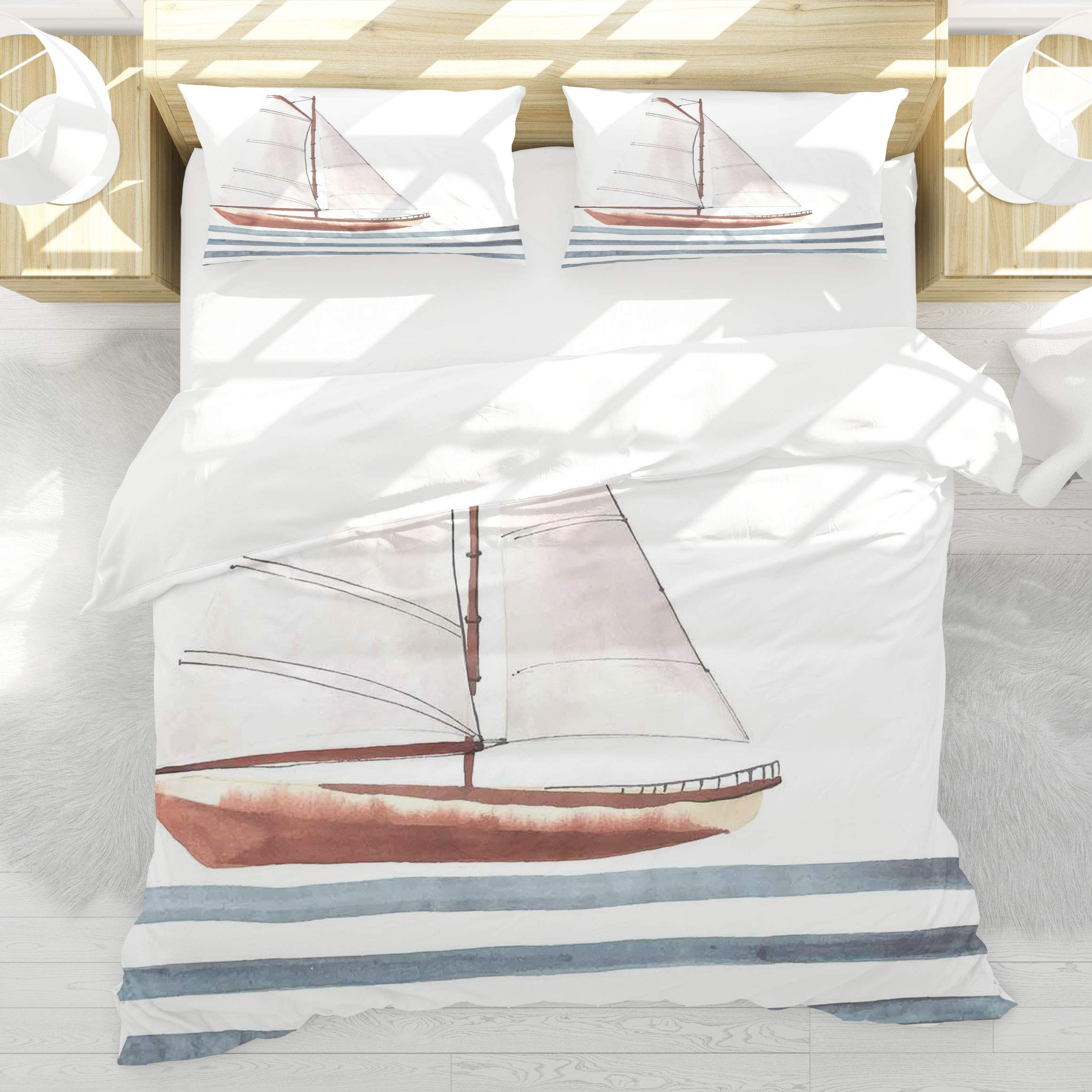 Bateau dans la vague housse de couette avec son imprimé motivation lifestyle unique
