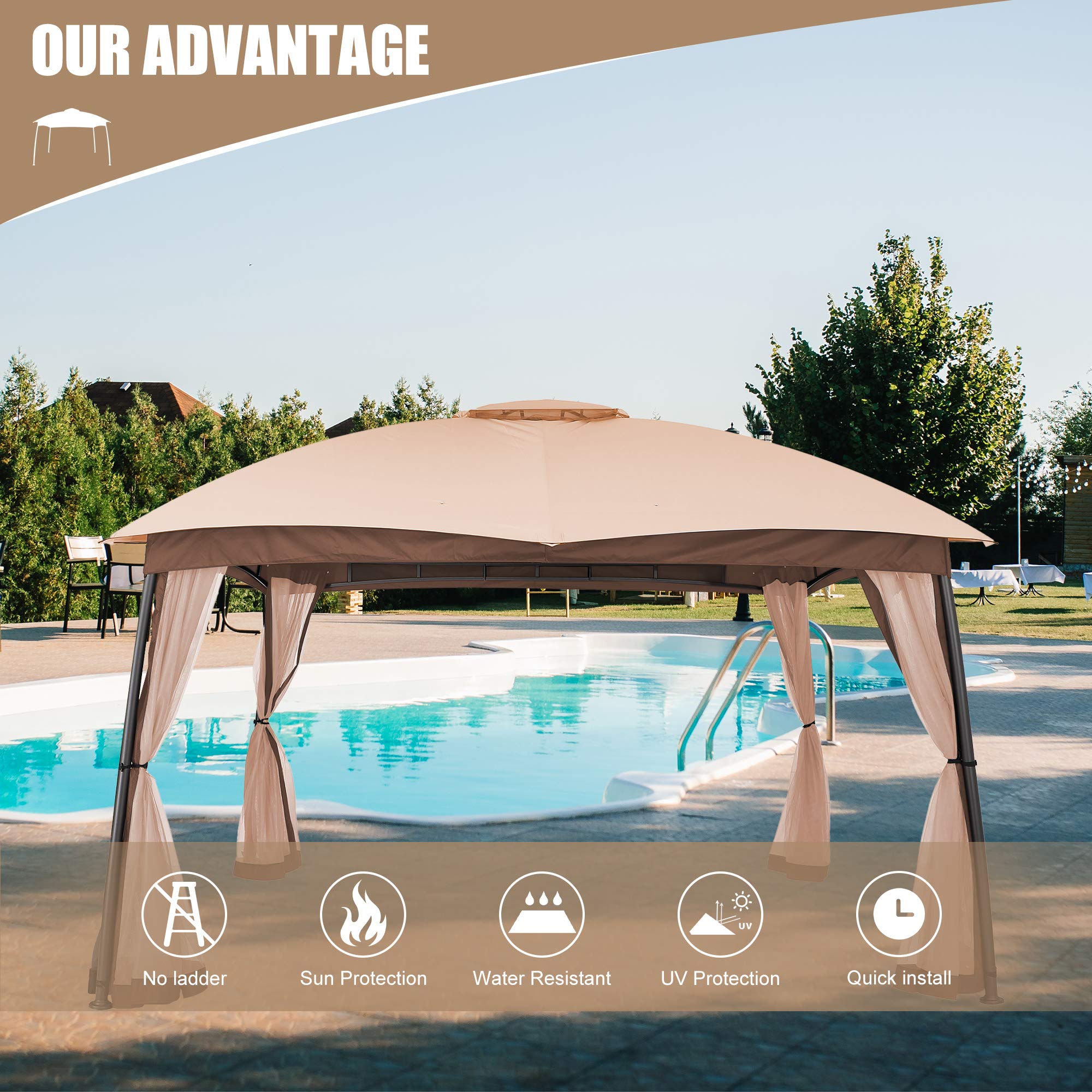 Buy CHARMELEON 10x10 Gazebos for Patios, Outdoor Gazebo with Netting