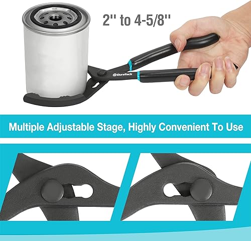 Miniatura 3 de DURATECH 2 alicates de filtro de aceite de 12 pulgadas y llave de extracción de filtro de aceite ajustable de 3 mandíbulas, para automóviles,